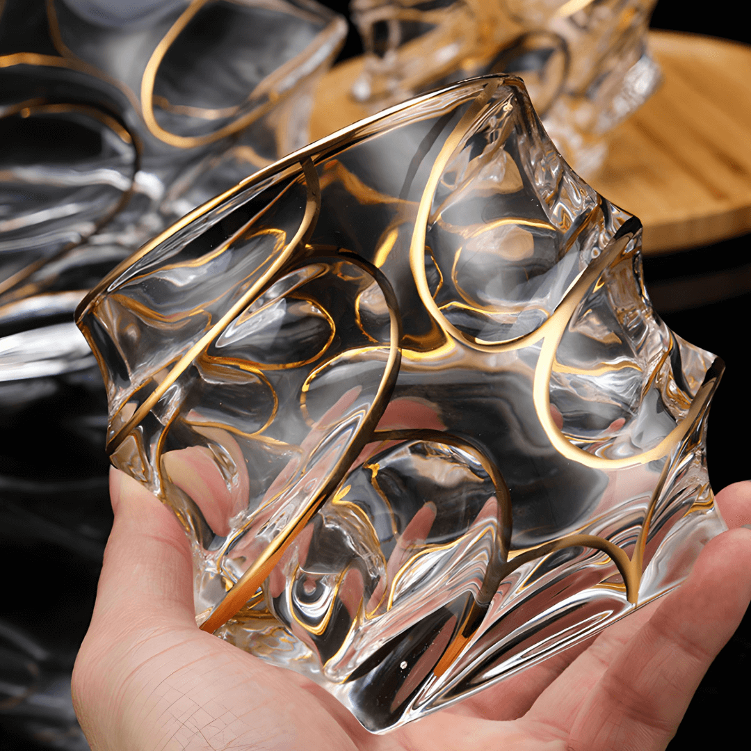 Gold Line Storm Japanese Crystal Whisky Glass